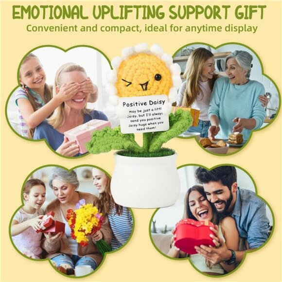 Crochet daisy flower desk decor cute gift for women friend coworker sister - Picture 6 of 8